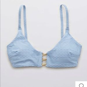 Aerie Jacquard Knot Front Scoop Bikini Top